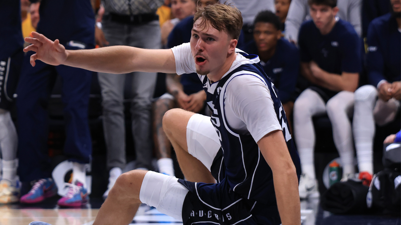 Mavericks star Cooper Flagg sprains shoulder on flagrant foul by Pacers' Aaron Nesmith